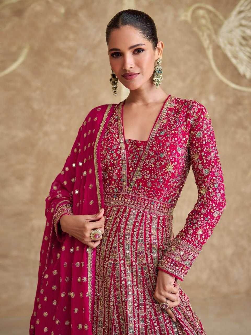 Georgette Anarkali Floor-Length Sequin Gown - MYLUXURY LANE ENTERPRISE